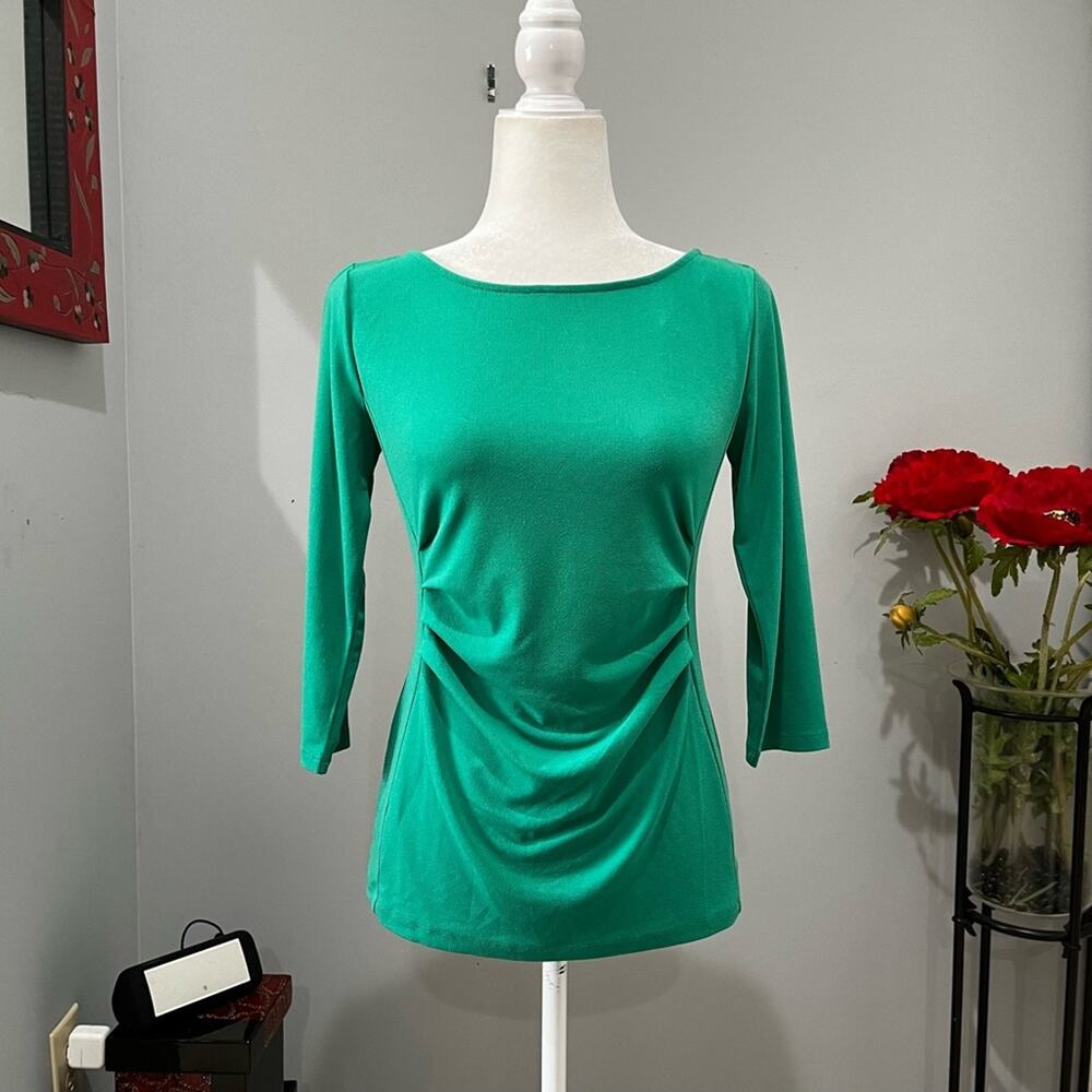 NEW Ann Taylor Career Fitted Ruched Classic Drape Scoop 3/4 Sleeve Top S NWT